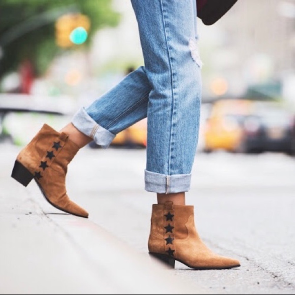 Saint Laurent Rock 40 Stars women’s tan suede ankle boot size IT 35 US 5 - Picture 3 of 16